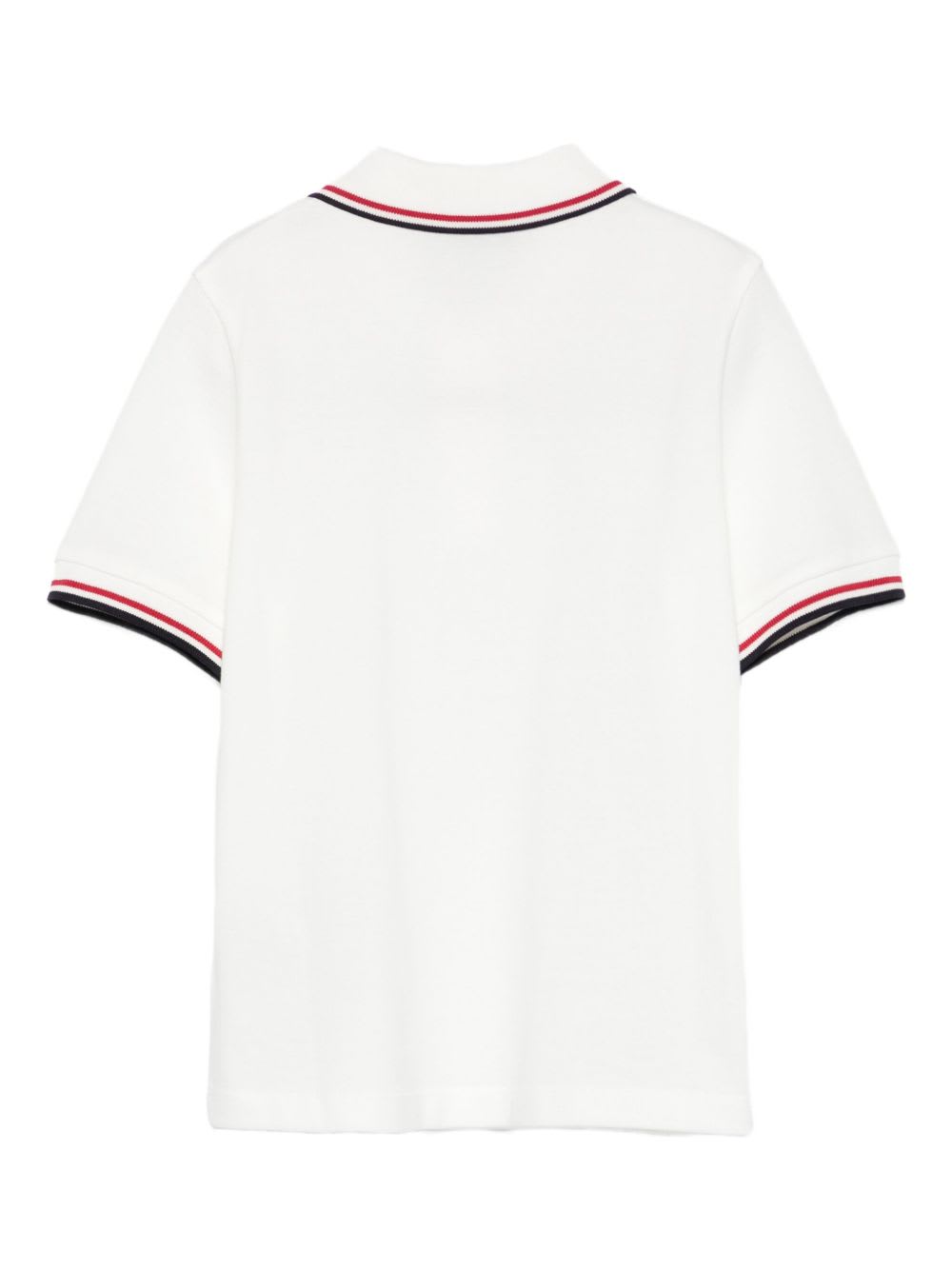 Moncler Polo En Piqué De Coton In White