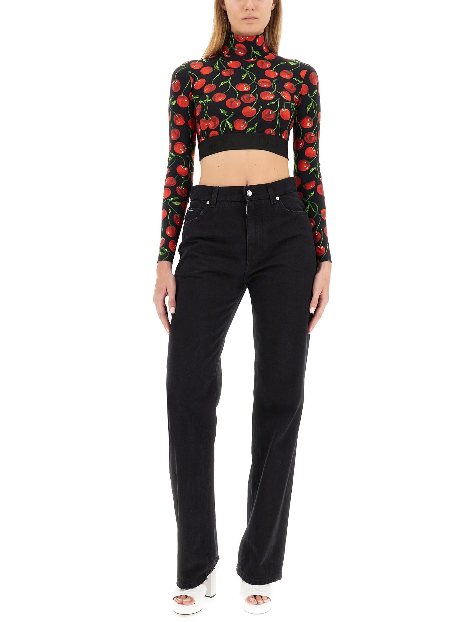 DOLCE & GABBANA CHERRY PRINT TOP