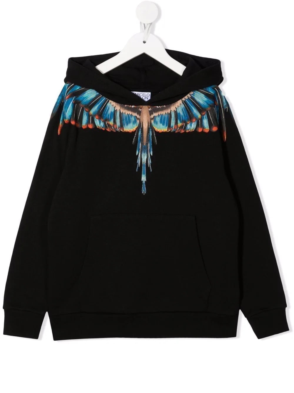 Marcelo Burlon Kids White And Blue Grizzly Wings Hoodie
