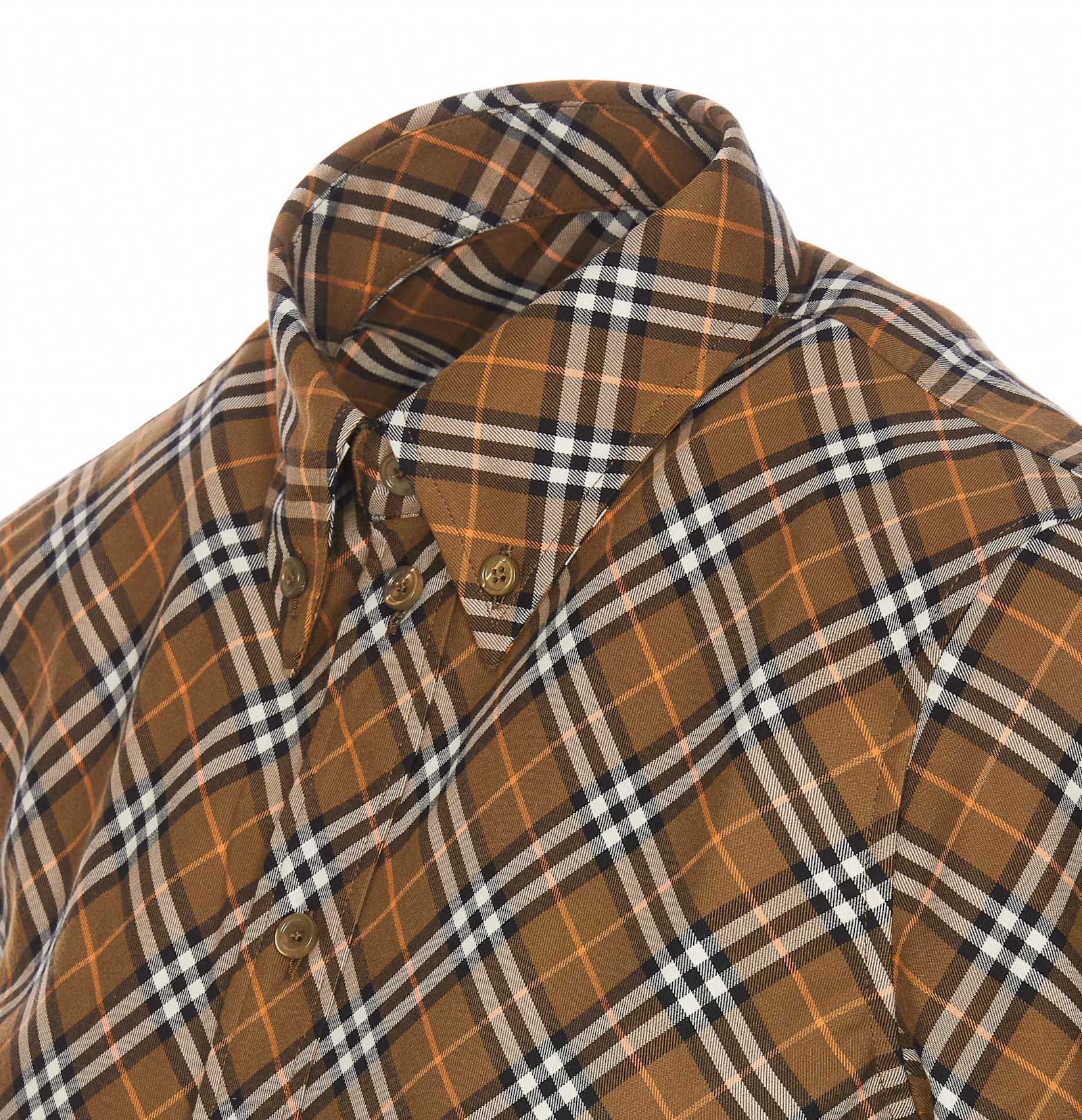 Shop Burberry Check Shirt In Brown