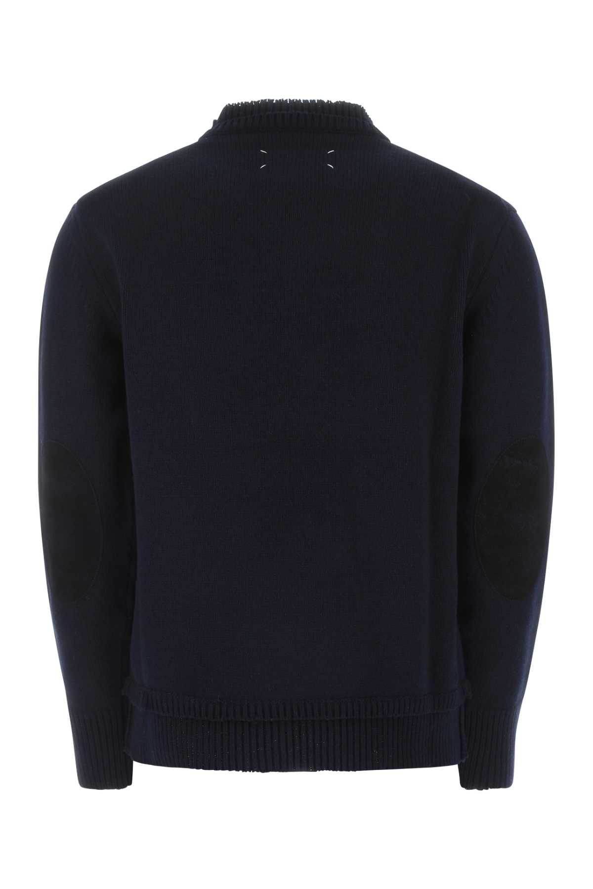 Maison Margiela Navy Blue Wool Blend Sweater In 511f