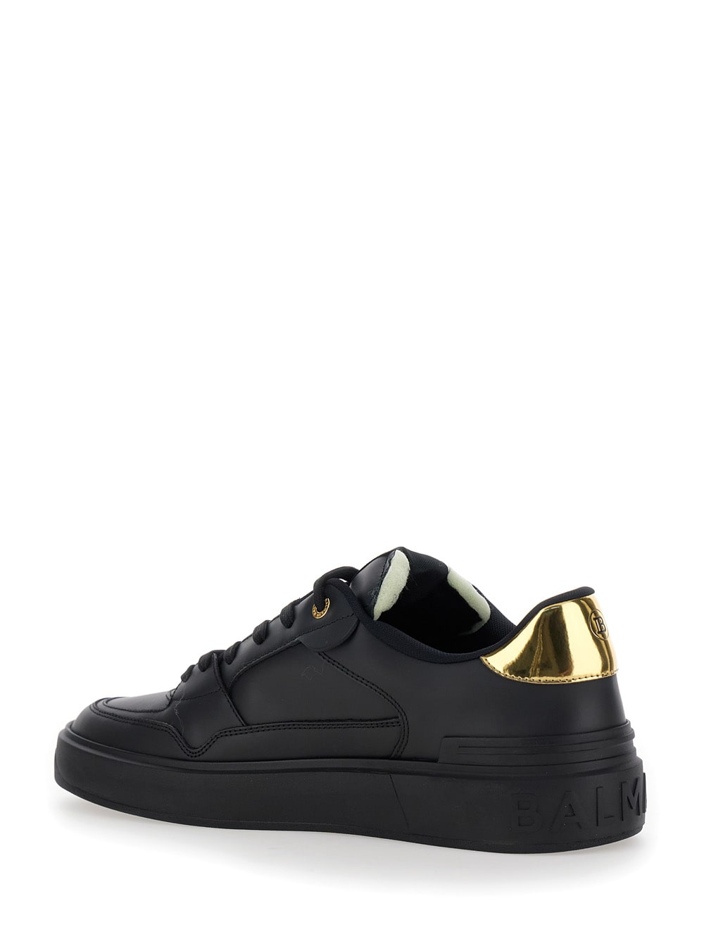 Shop Balmain B-court Flip Sneakers With Logo Lettering In Leather Man In Black