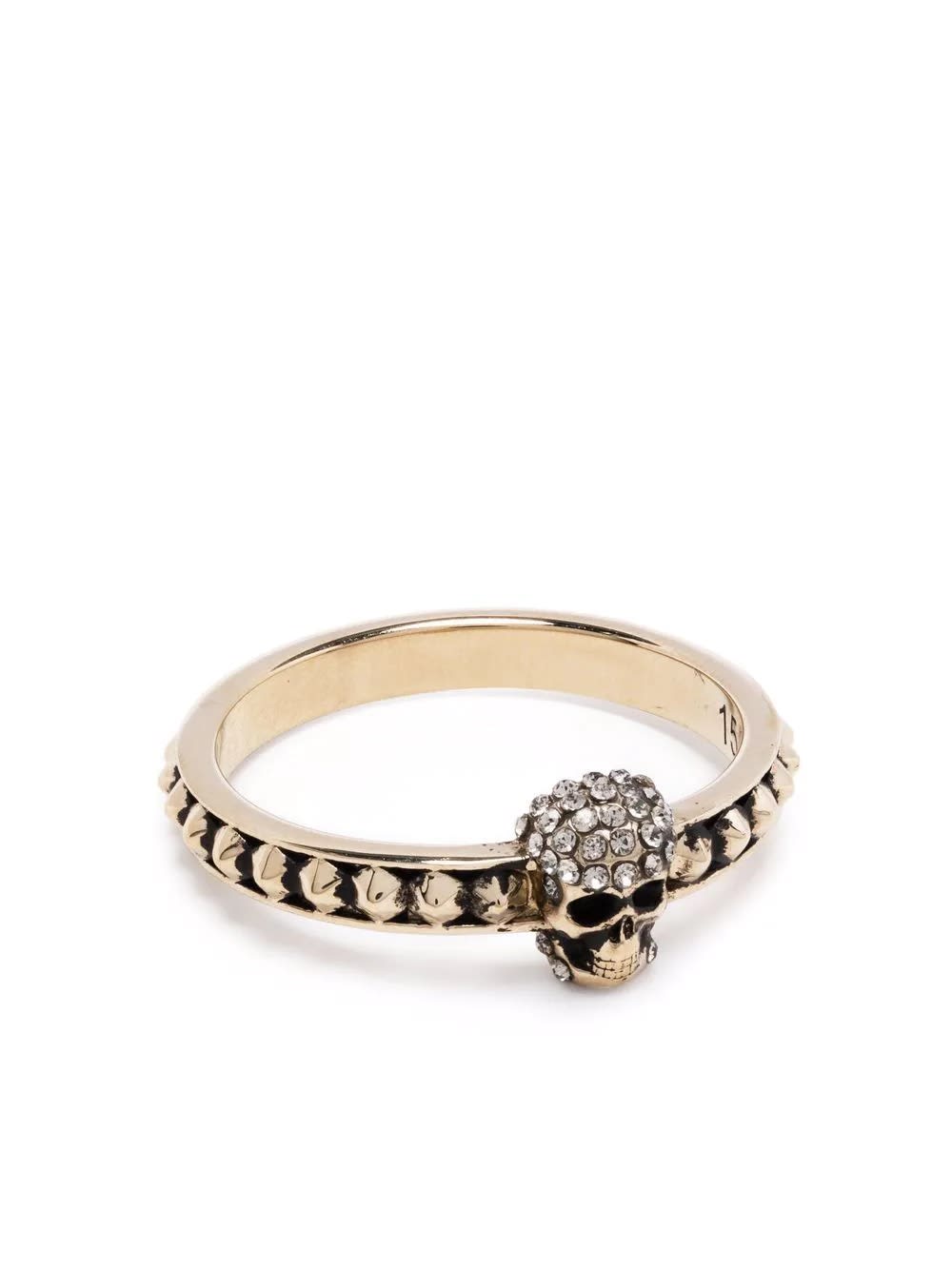 Alexander Mcqueen Light Gold Ring With Pavé And Skull