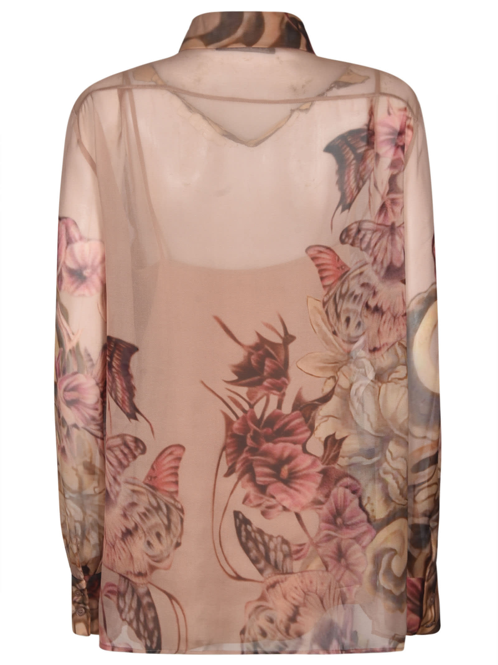 Shop Alberta Ferretti Floral Print Shirt In Pink/brown