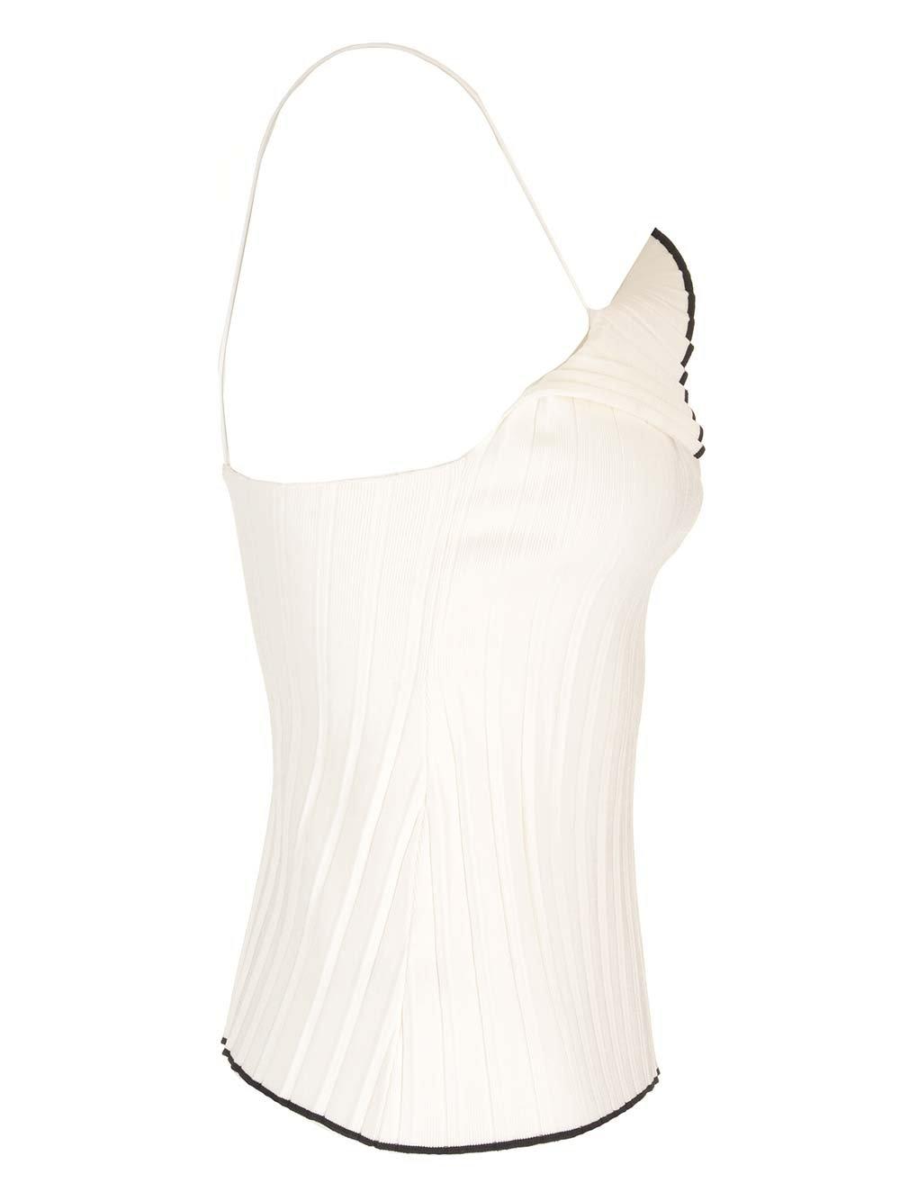 Shop Jacquemus Asymmetric Strapped Top In White