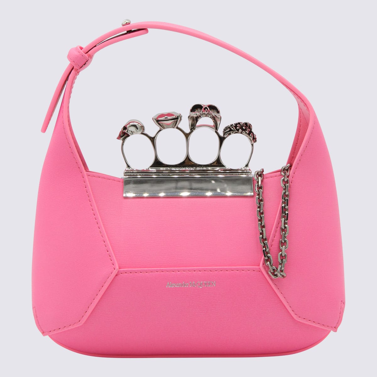 Shop Alexander Mcqueen Pink Leather The Jewelled Handle Bag In Fluo Pink