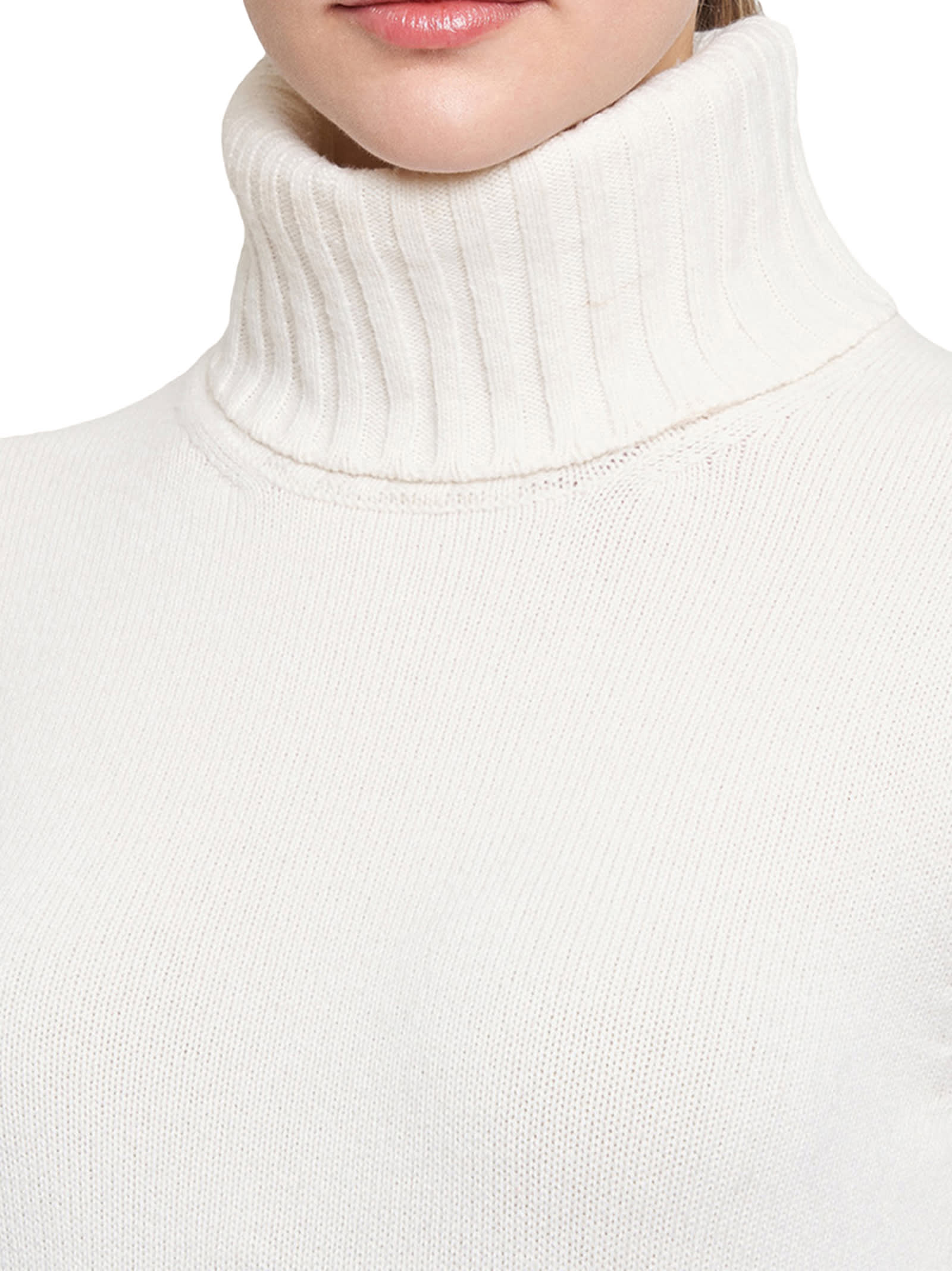 Shop Kiton Sweater High Neck Cashmere In Optical White