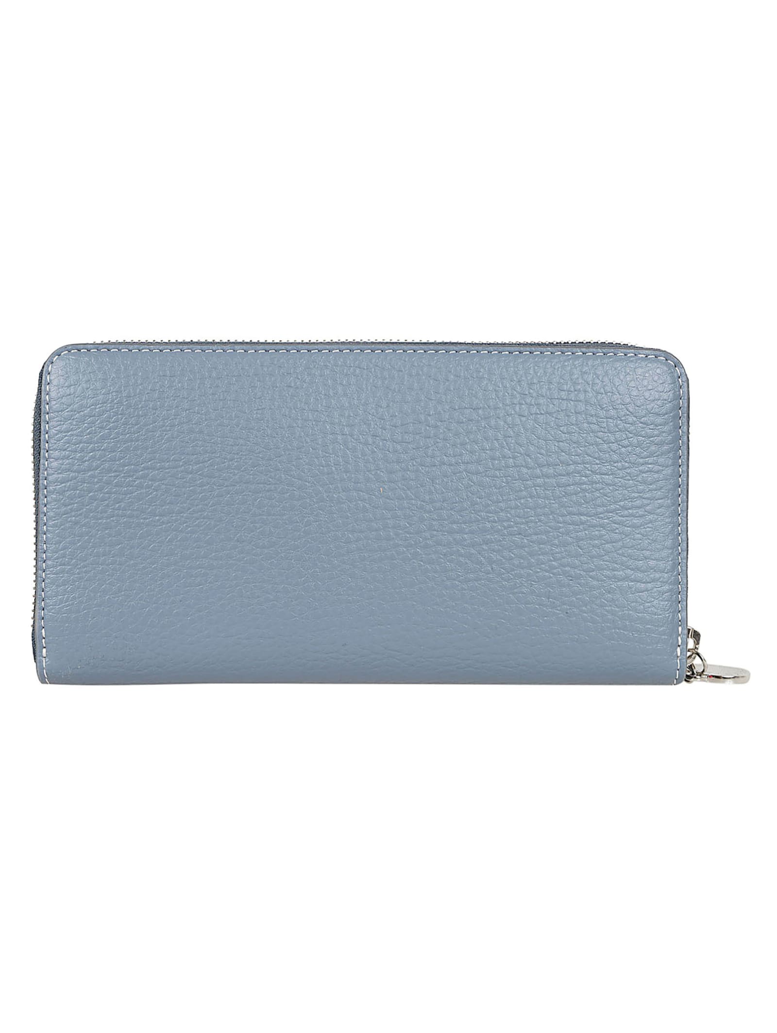 Shop Stella Mccartney Zip Wallet Embossed Grainy Mat In Blue Grey