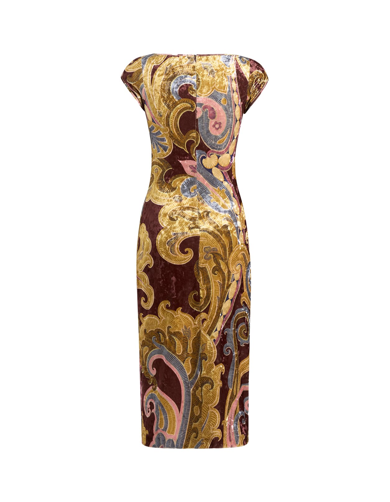 Shop Etro Burgundy Printed Chenille Midi Dress In Red