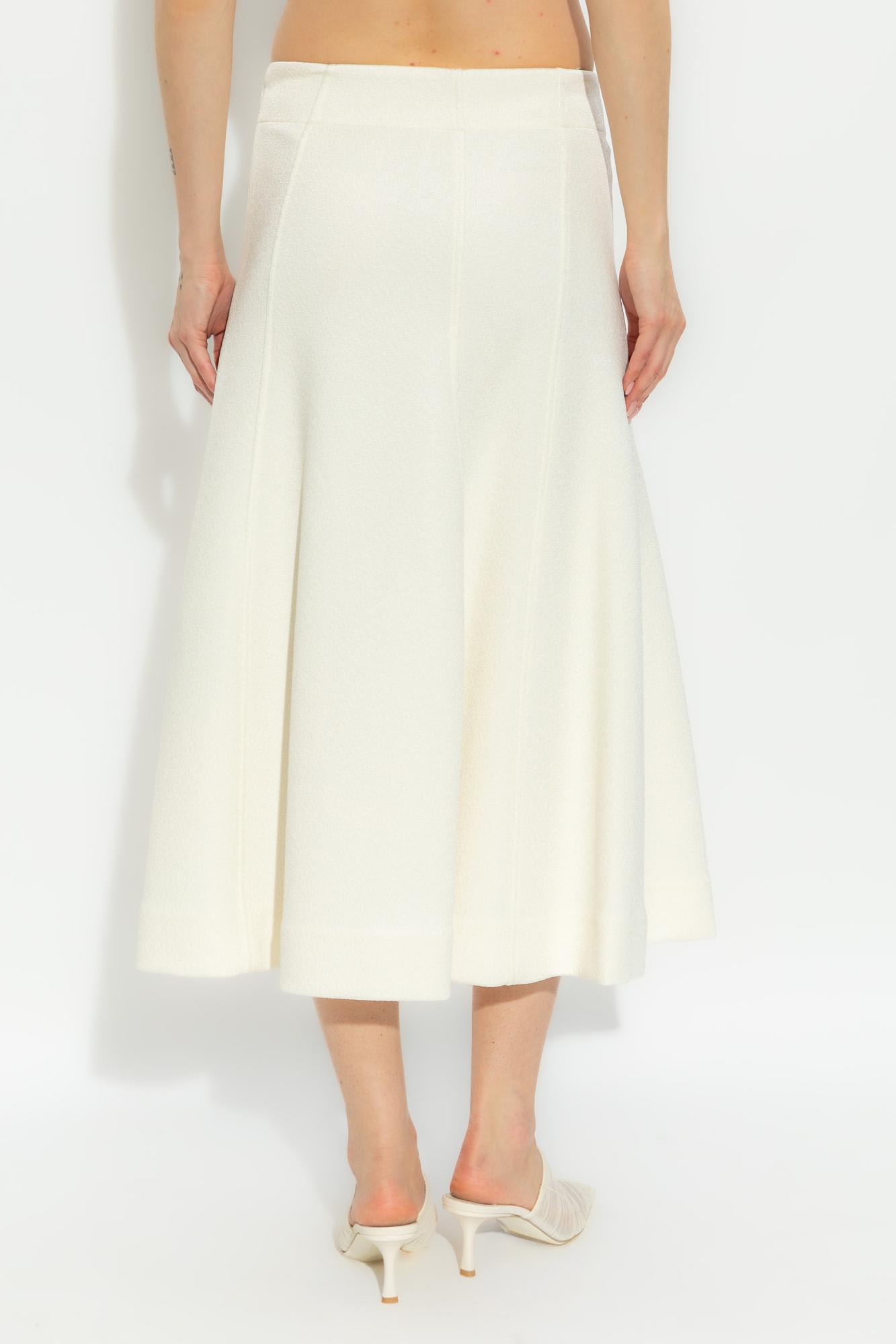 Jil Sander High Waist Flared Midi Skirt In Ivory