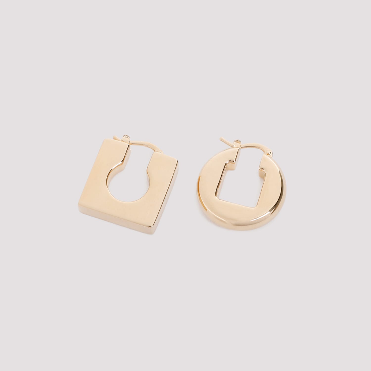 Jacquemus Rond Carre Asymmetric Hoop Earrings In Gold