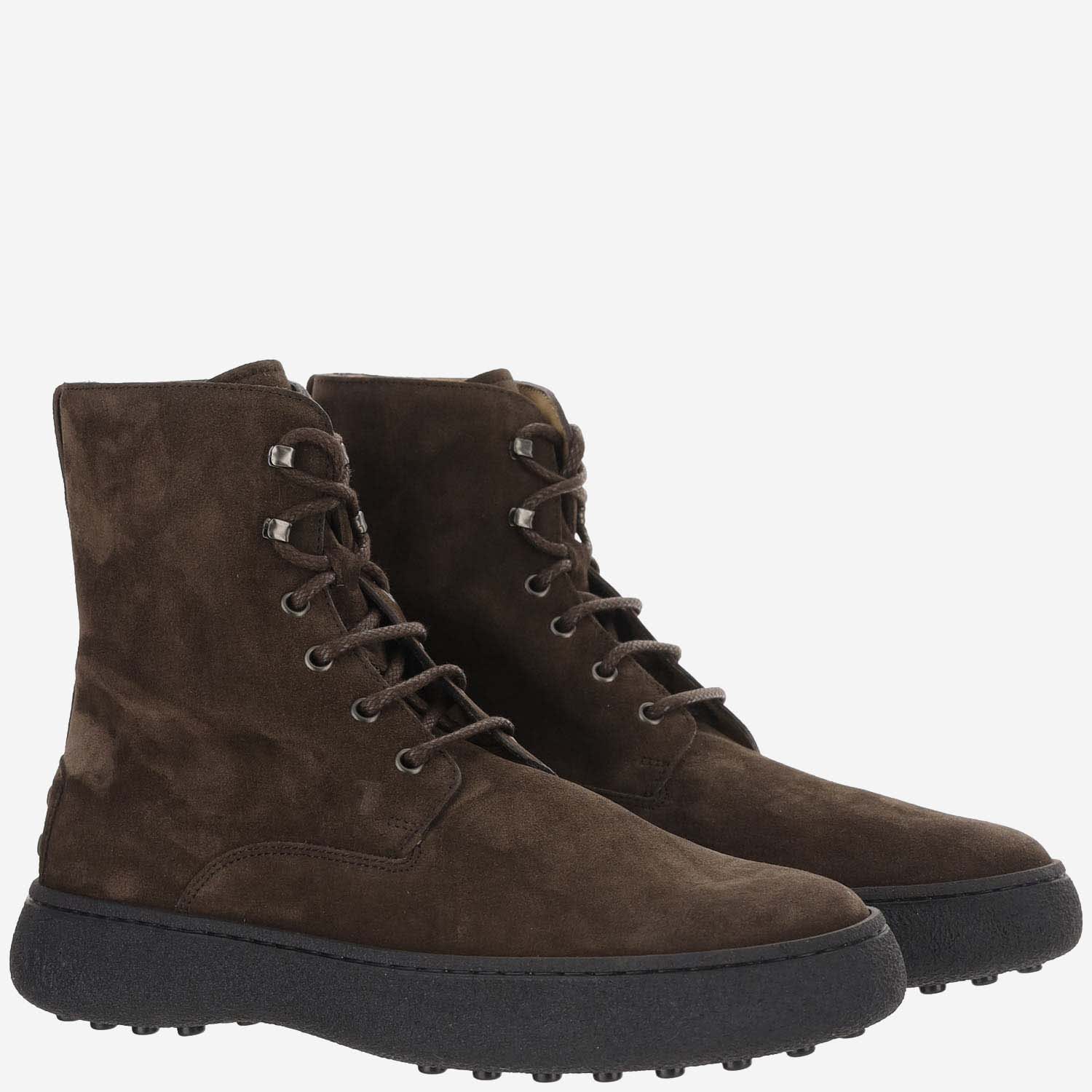 Shop Tod's Lace-up Boot Tods W. G. In Suede Leather In Brown