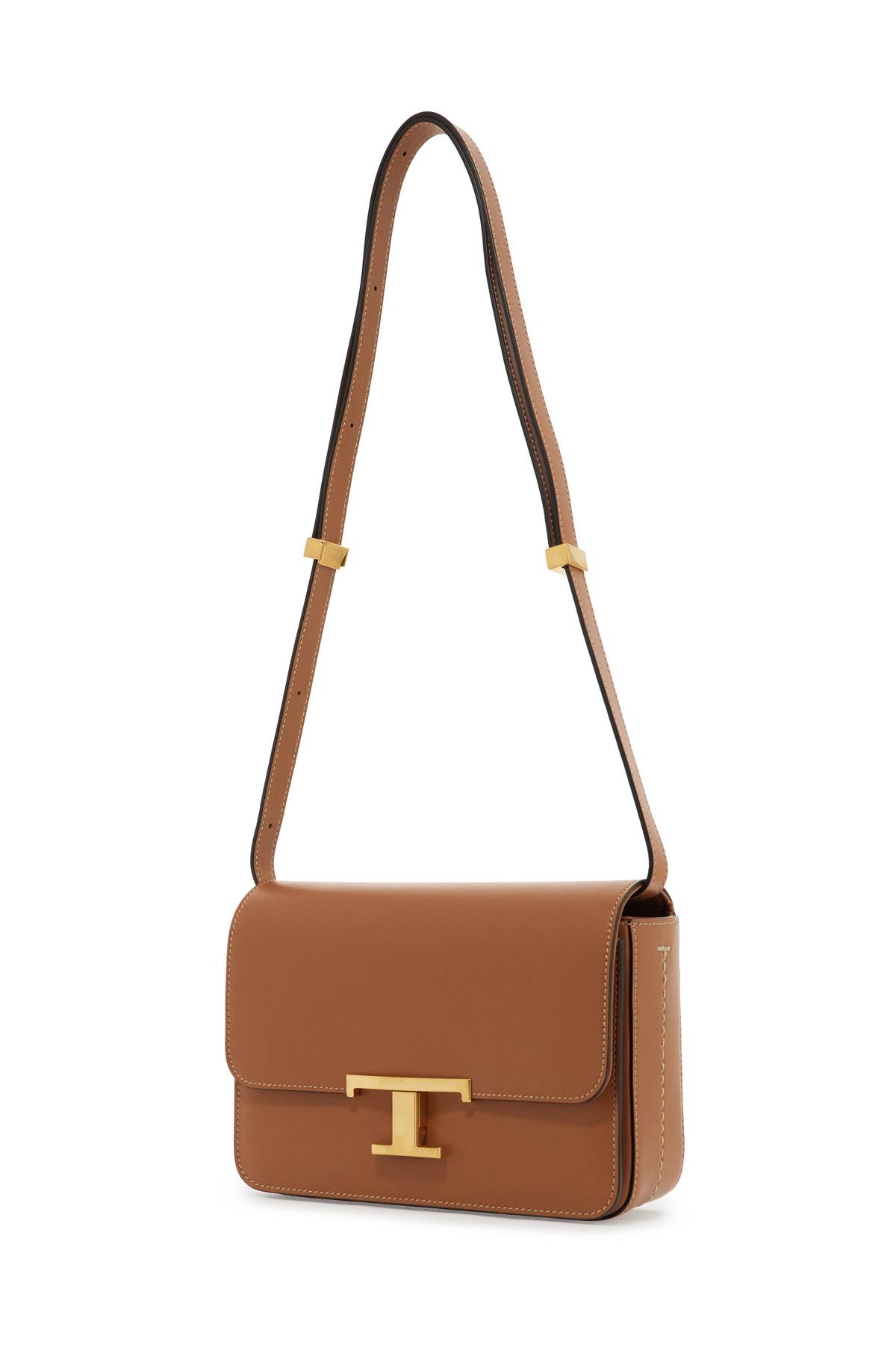 Shop Tod's Timeless T Shoulder Bag With Strap In Leather Brown