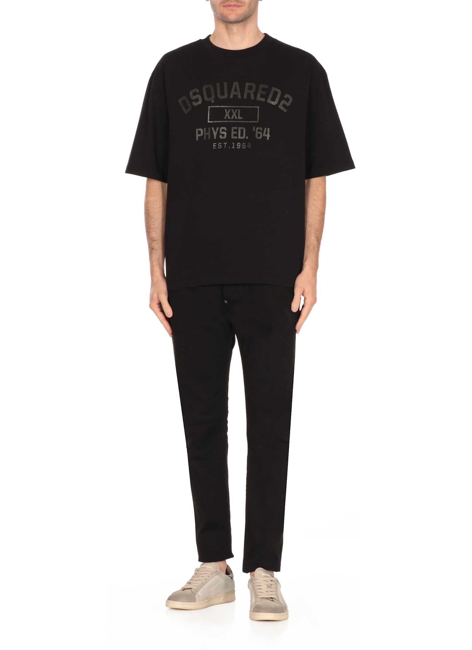 Dsquared2 Physical Education Crew Neck Graphic T-shirt In Black
