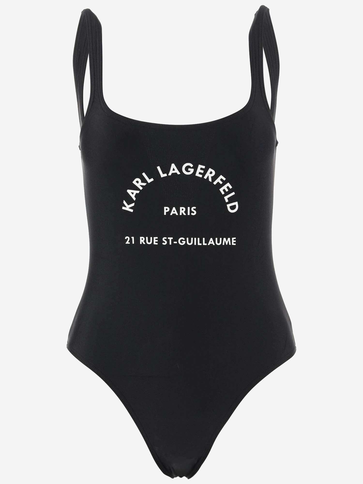 Shop Karl Lagerfeld One-piece Swimsuit Rue St-guillaume In Black