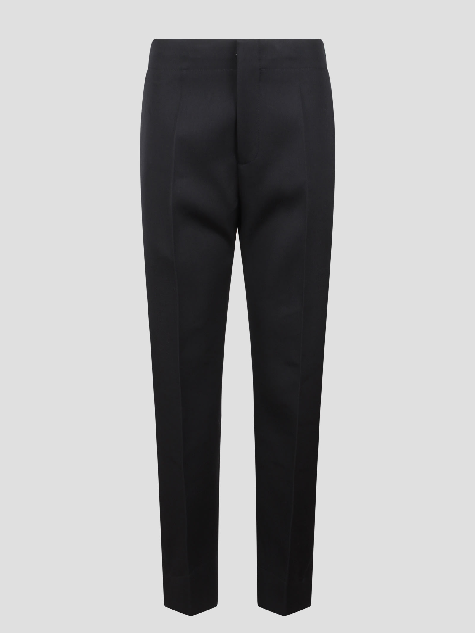 Bottega Veneta Curved Shape Compact Wool Pants In Black