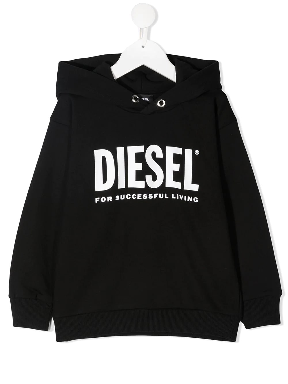 Diesel Kids Black Hoodie With White Oversize Logo