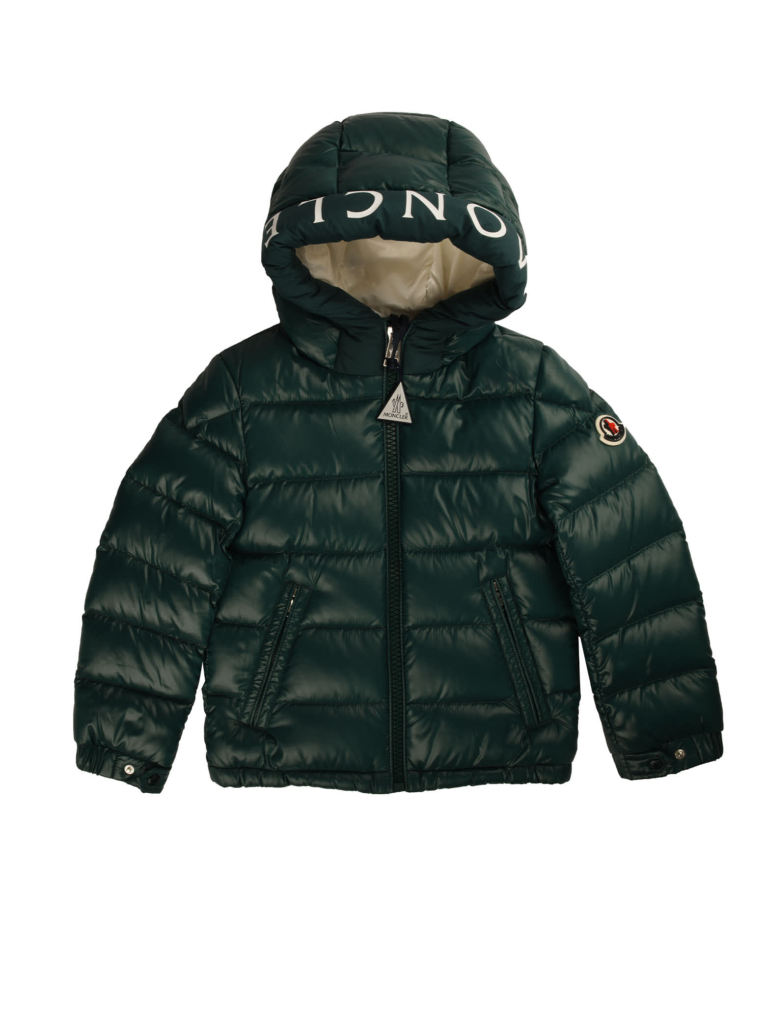 Moncler Green Jacket With Hood Writing