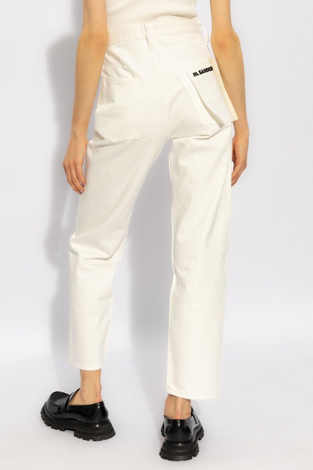 Shop Jil Sander Mid-waisted Cropped Jeans In White