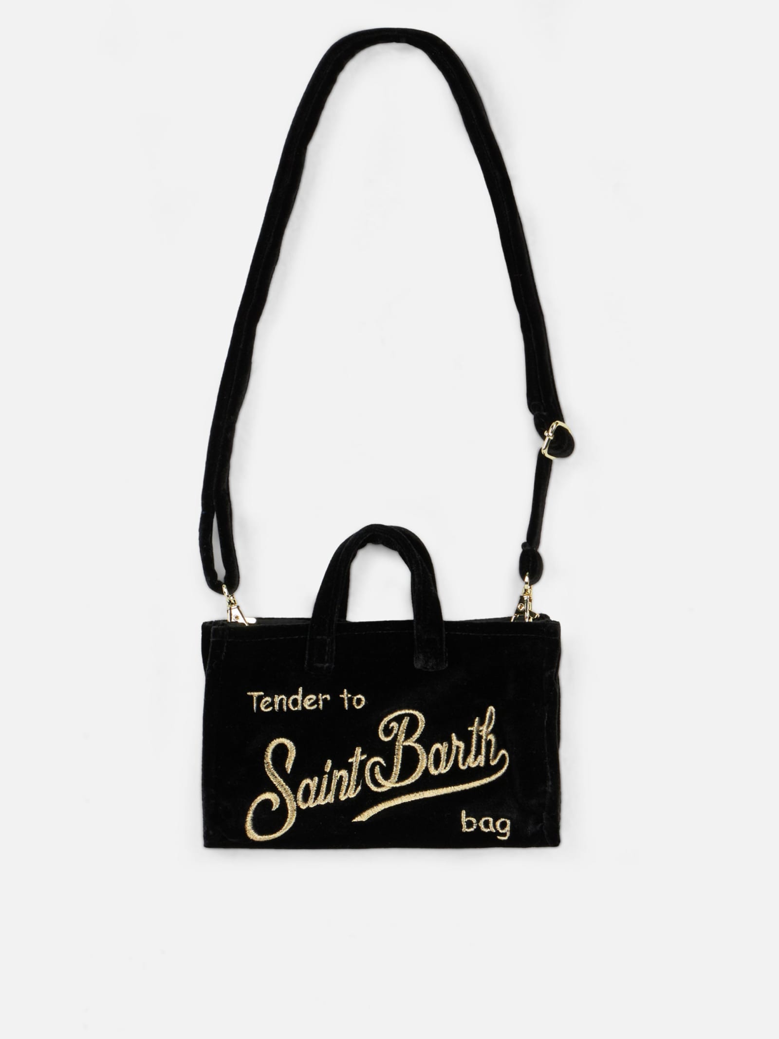 Mc2 Saint Barth Black Velvet Phone Holder Micro Bag In Black
