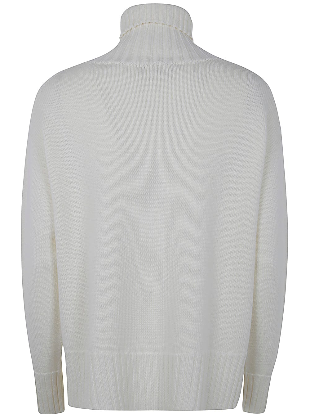 Shop Drumohr Long Sleeves Turtle Neck Oversized Sweater In Milk