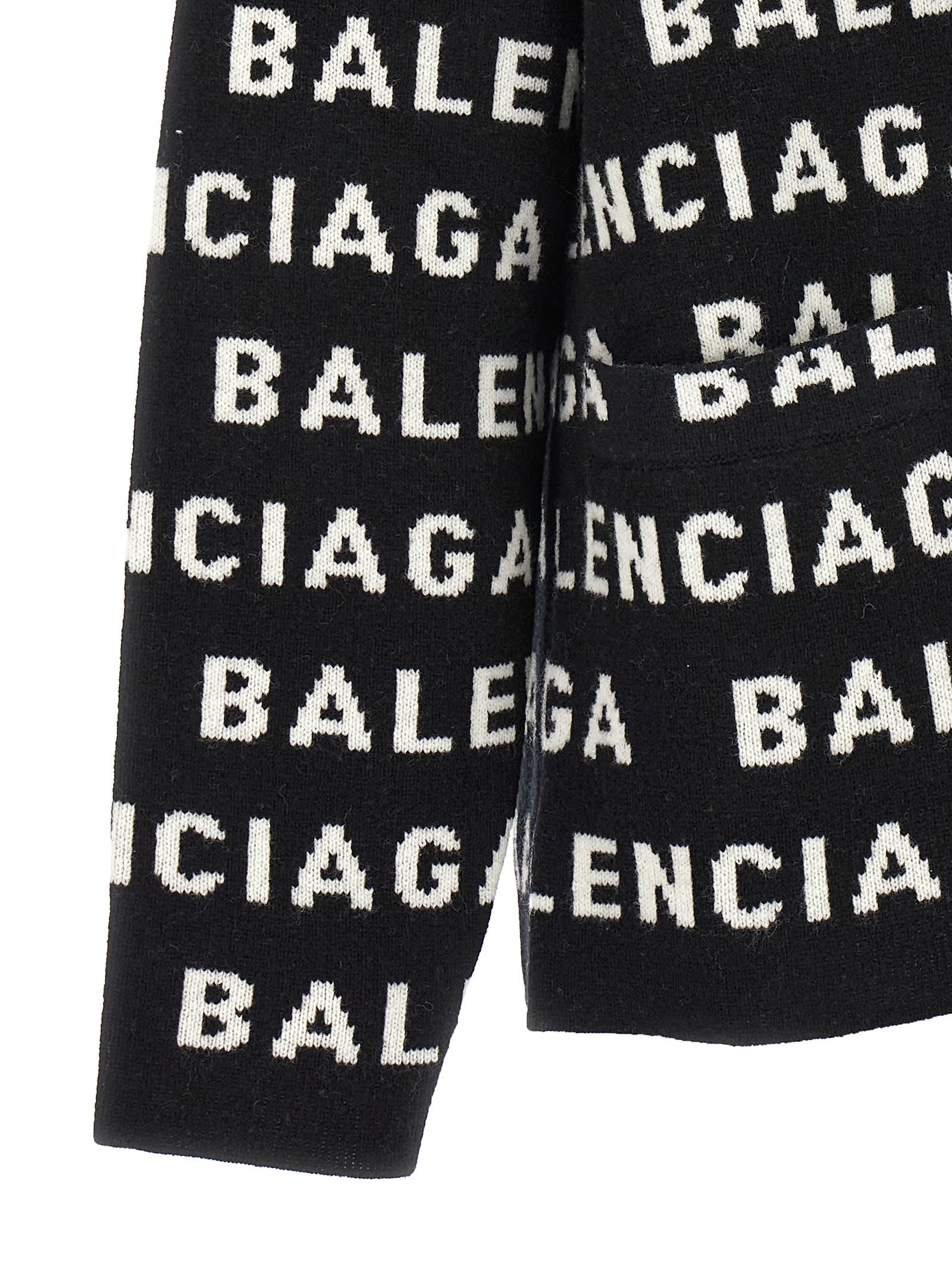 Shop Balenciaga All-over Logo Cardigan In White/black