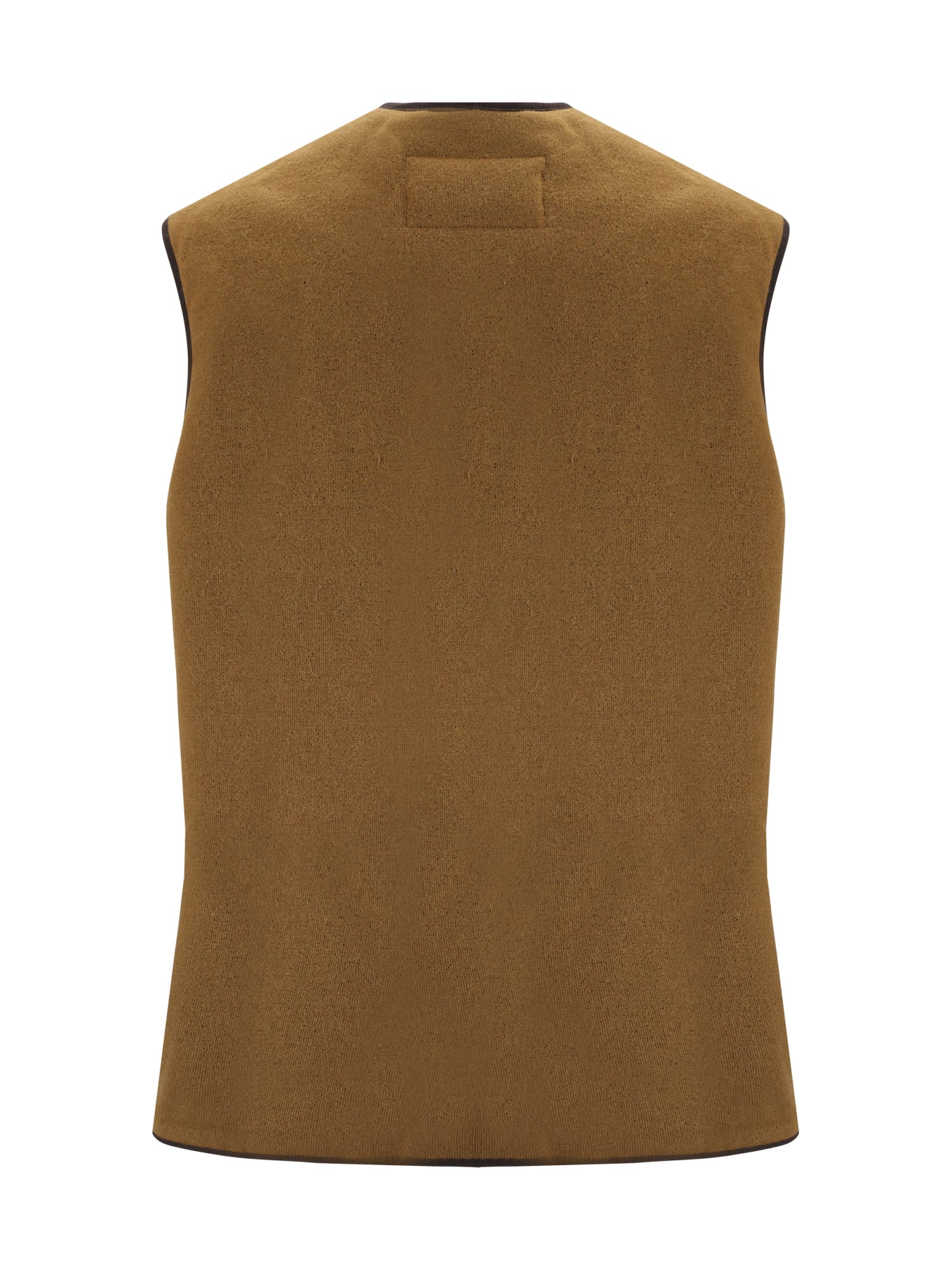 Barbour Sleeveless Tailored Jacket With Textured Fabric And Contrasting Trim In Brown