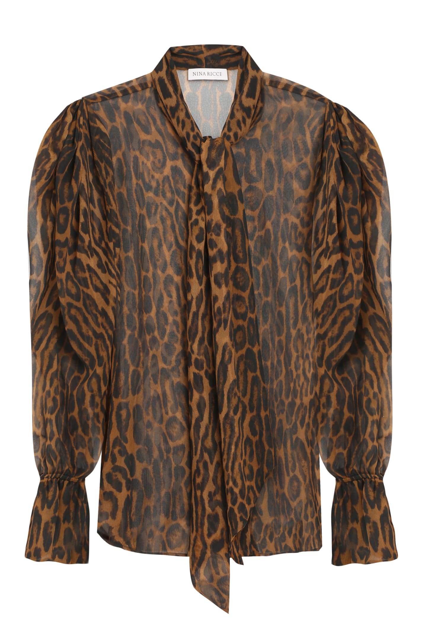 Shop Nina Ricci Printed Silk Shirt In Leopard