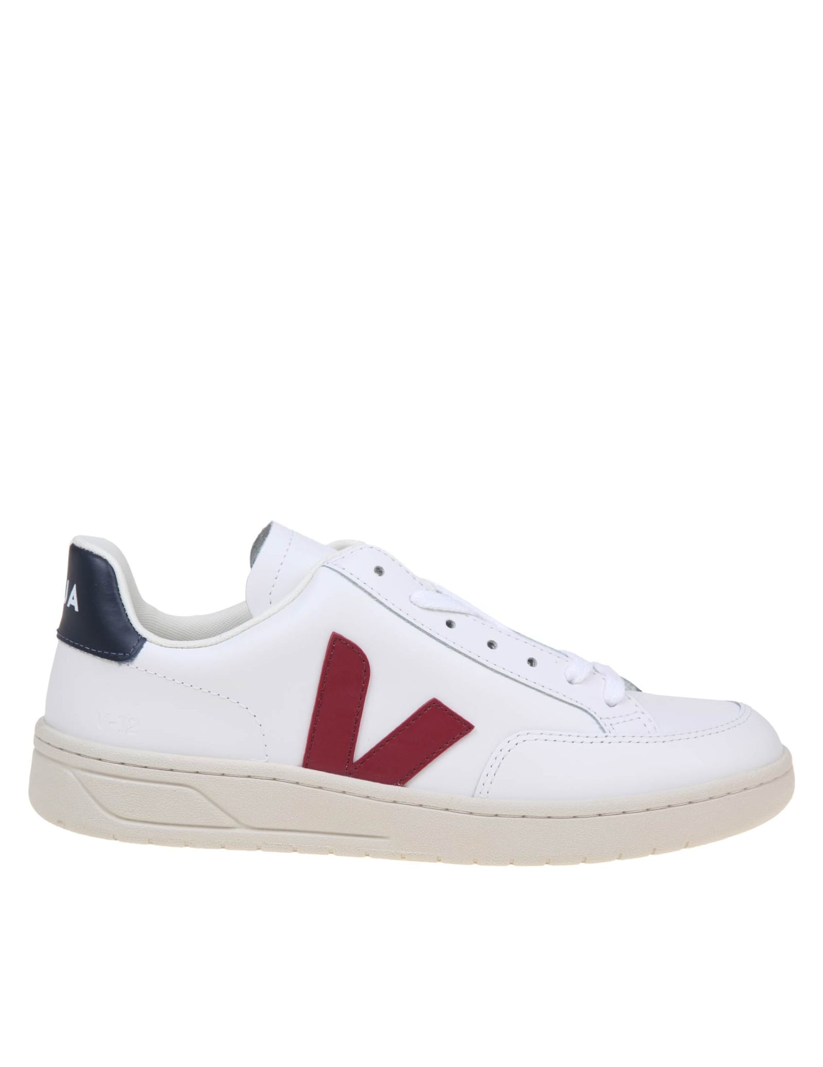 V 12 Sneakers In White/marsala Leather