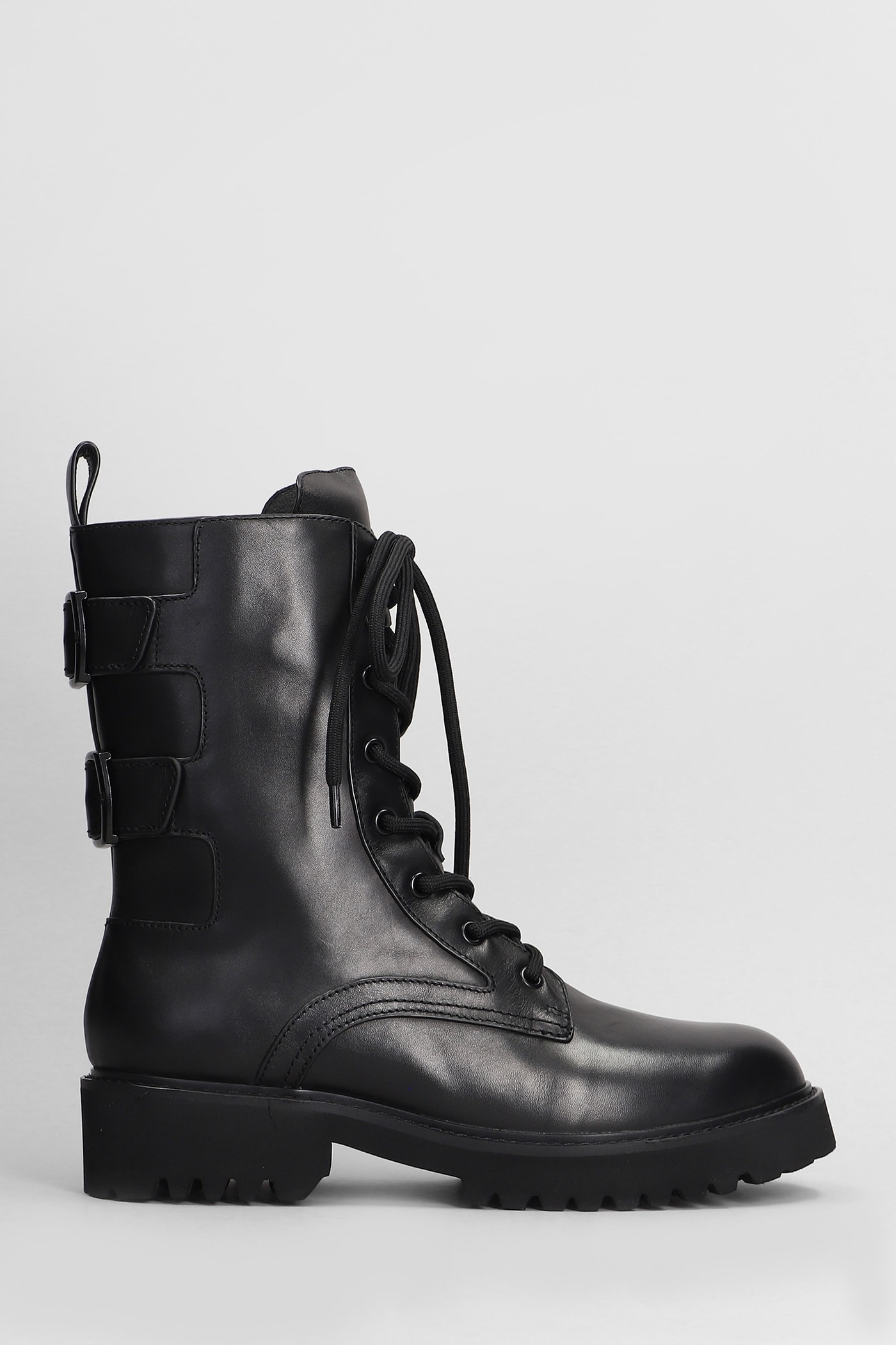 Asia Combat Boots In Black Leather