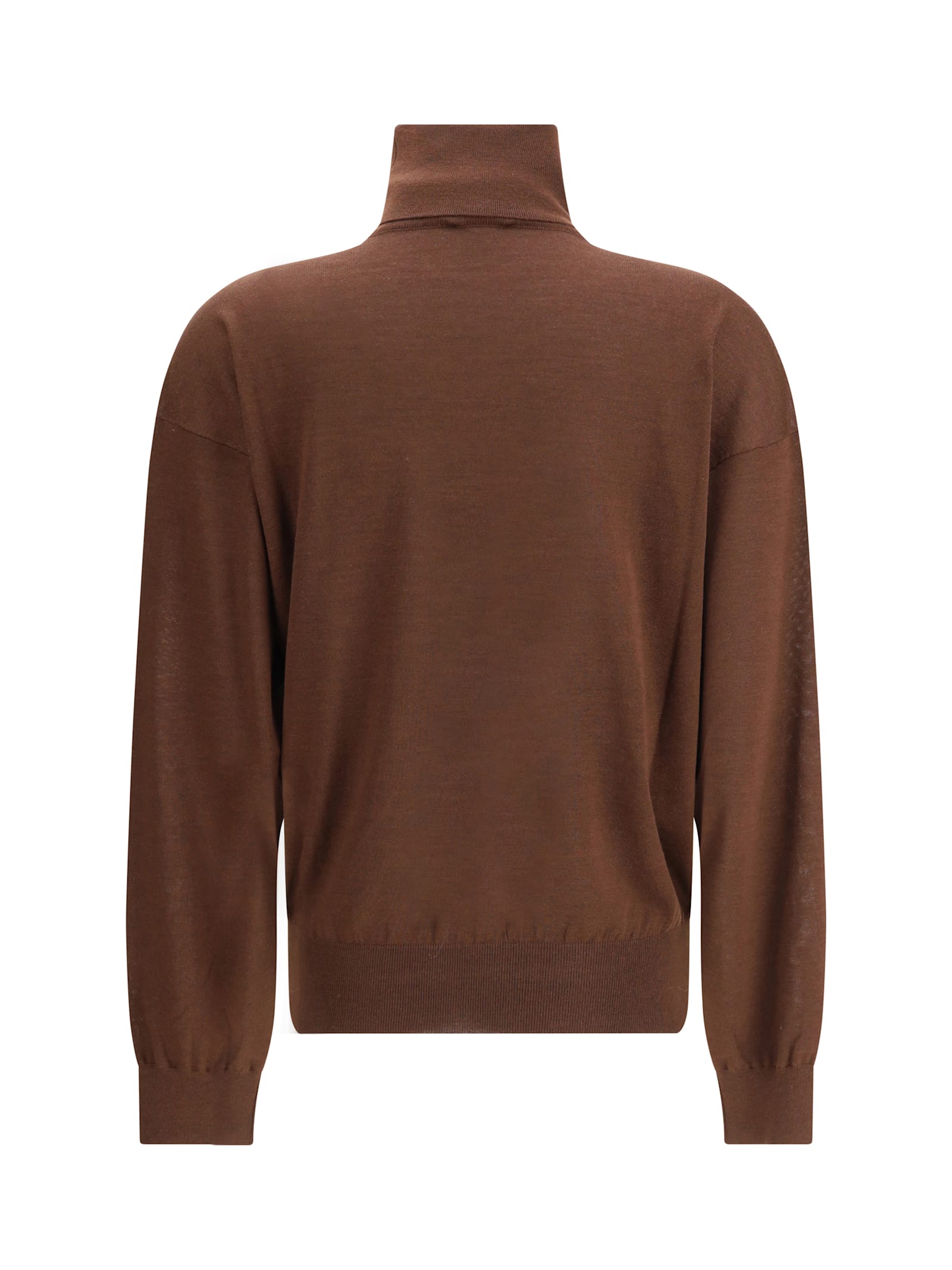 Saint Laurent Long-sleeves Turtleneck Sweater In Brown
