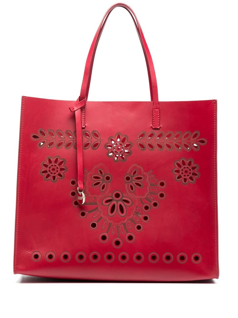Shopping Bag In Red Leather RED Valentino