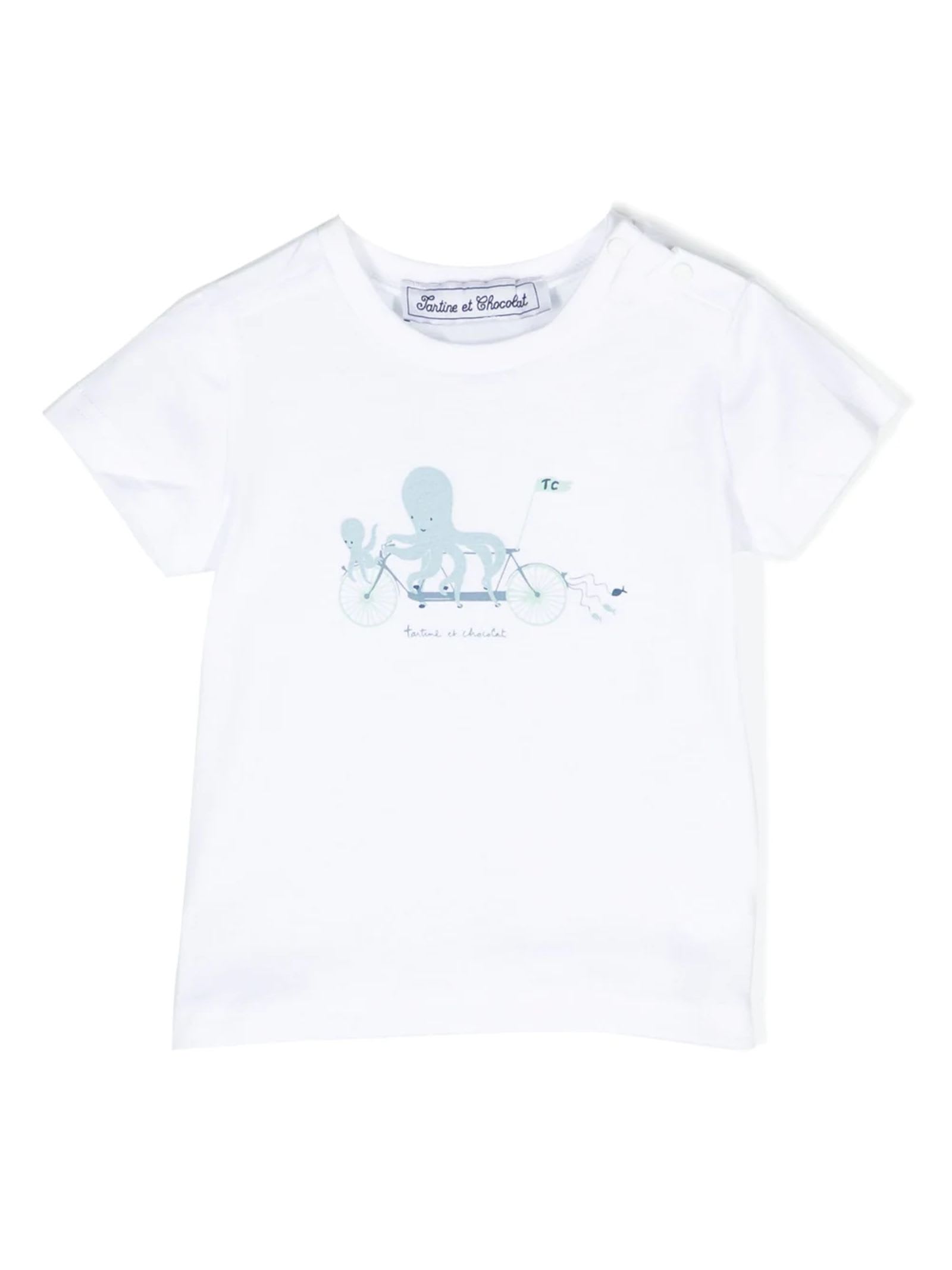 Tartine Et Chocolat Kids' Graphic-print Cotton T-shirt In Bianco