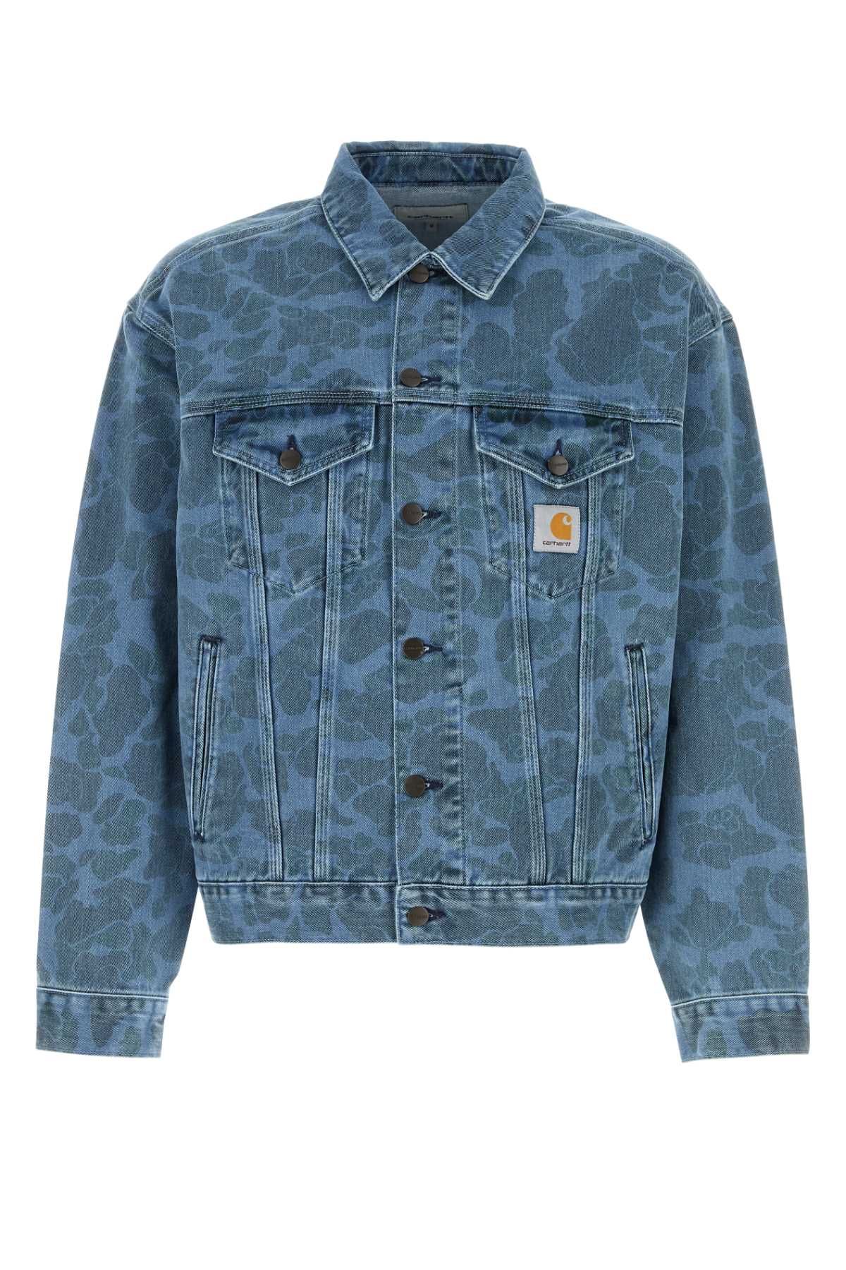 Carhartt Denim Duck Helston Jacket With Chest Pockets In Blue