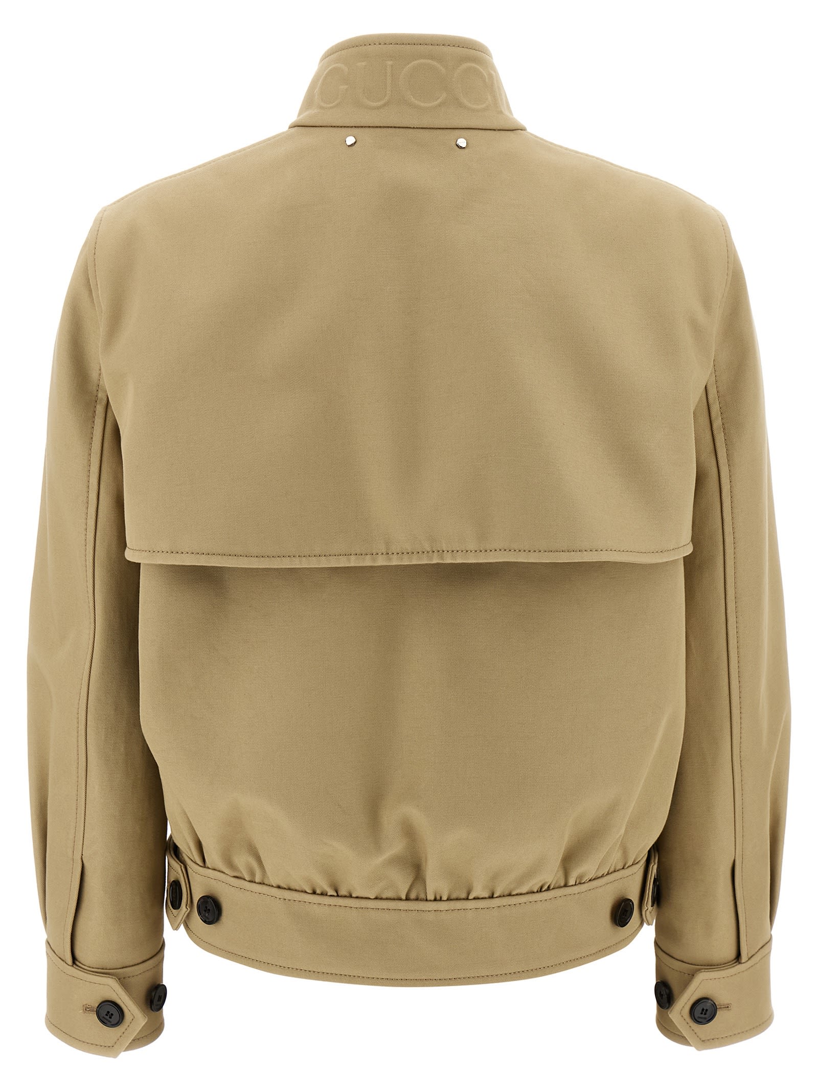 Gucci Cotton Bomber Jacket Casual Jackets And Parka Beige In Neutral