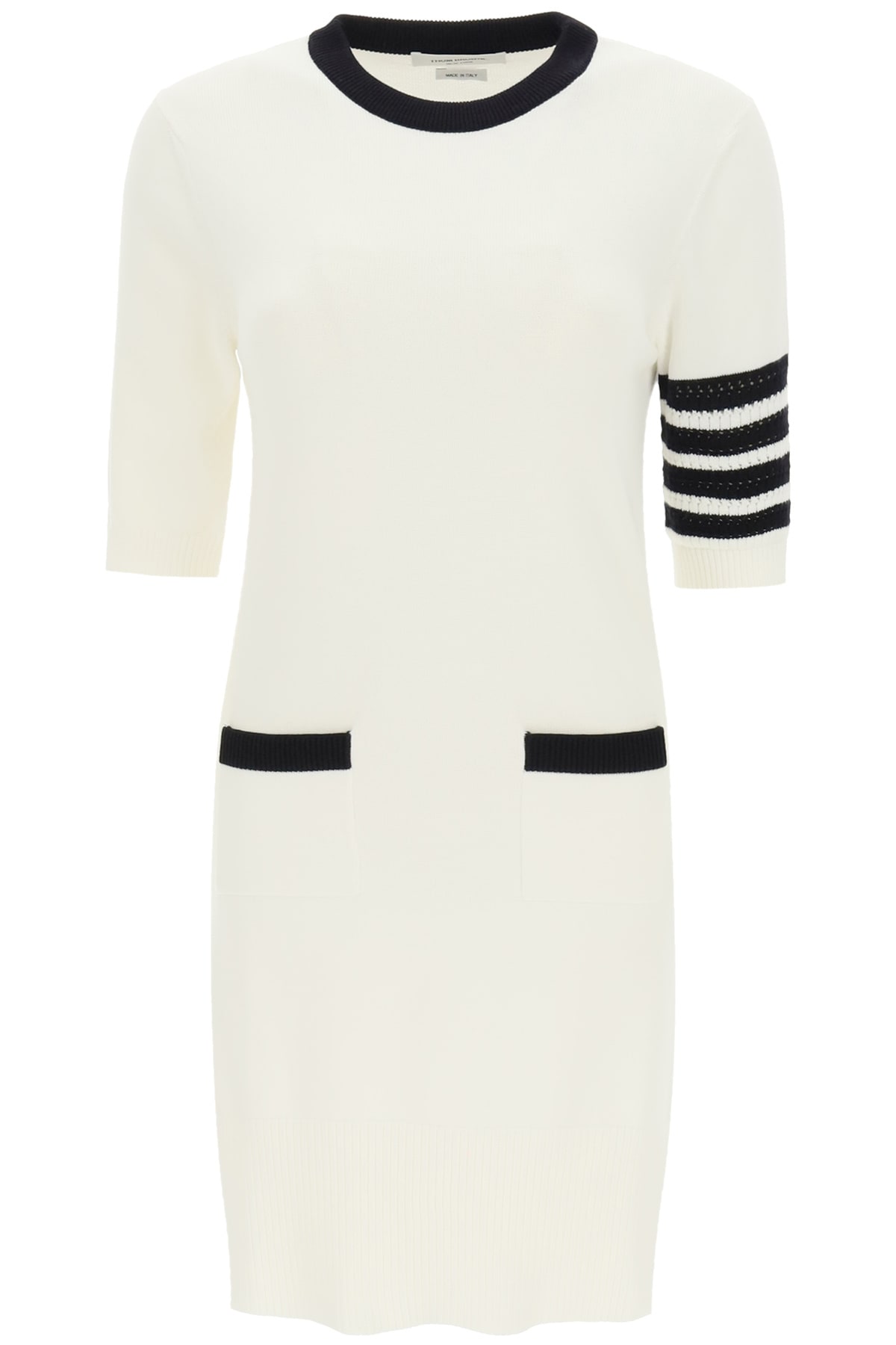 Thom Browne White Intarsia Hector Icon 4-bar Dress In White