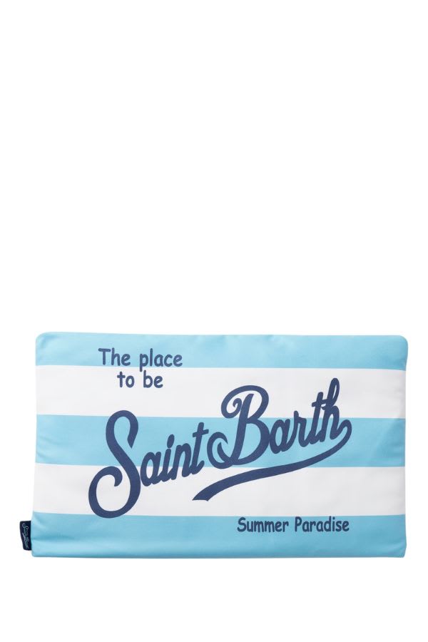 Mc2 Saint Barth Aidan Beach Towel With Striped Print In Azzurro/bianco