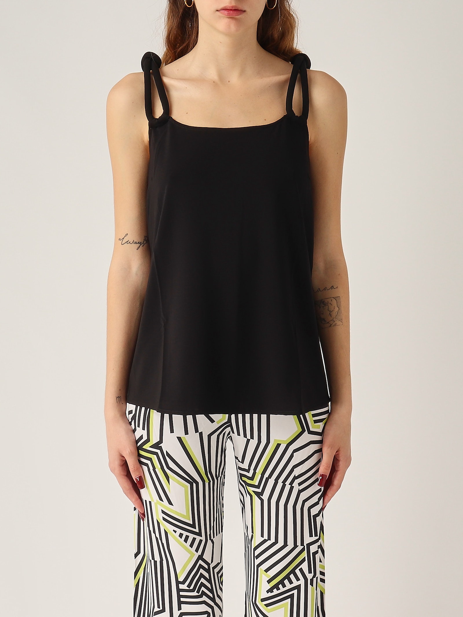 Max Mara Beachwear Faida Black Top In Black