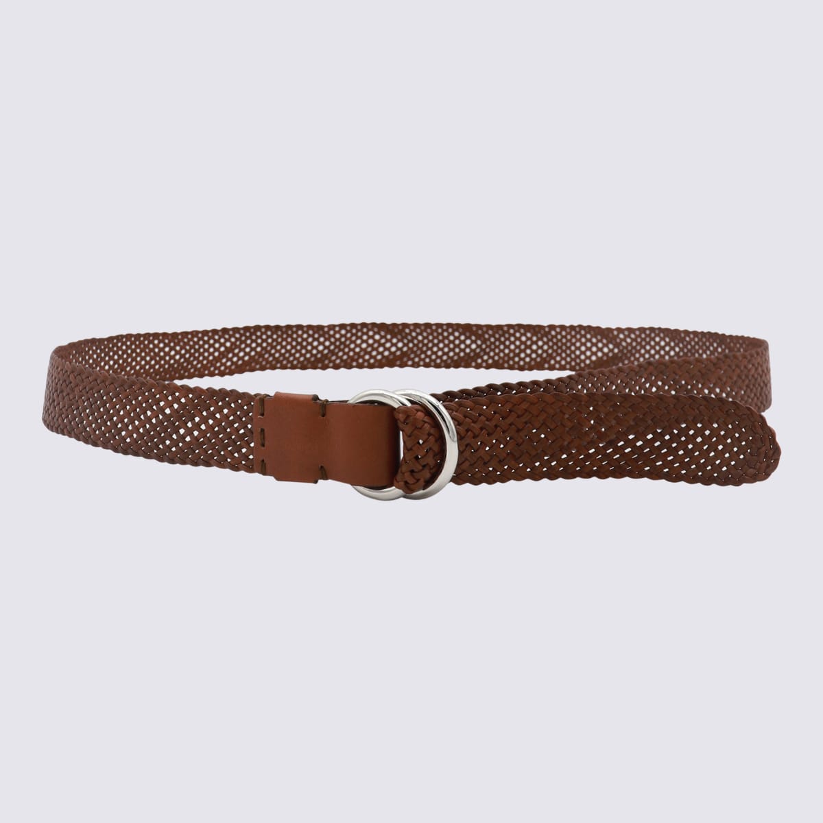 Shop Brunello Cucinelli Brown Leather Belt