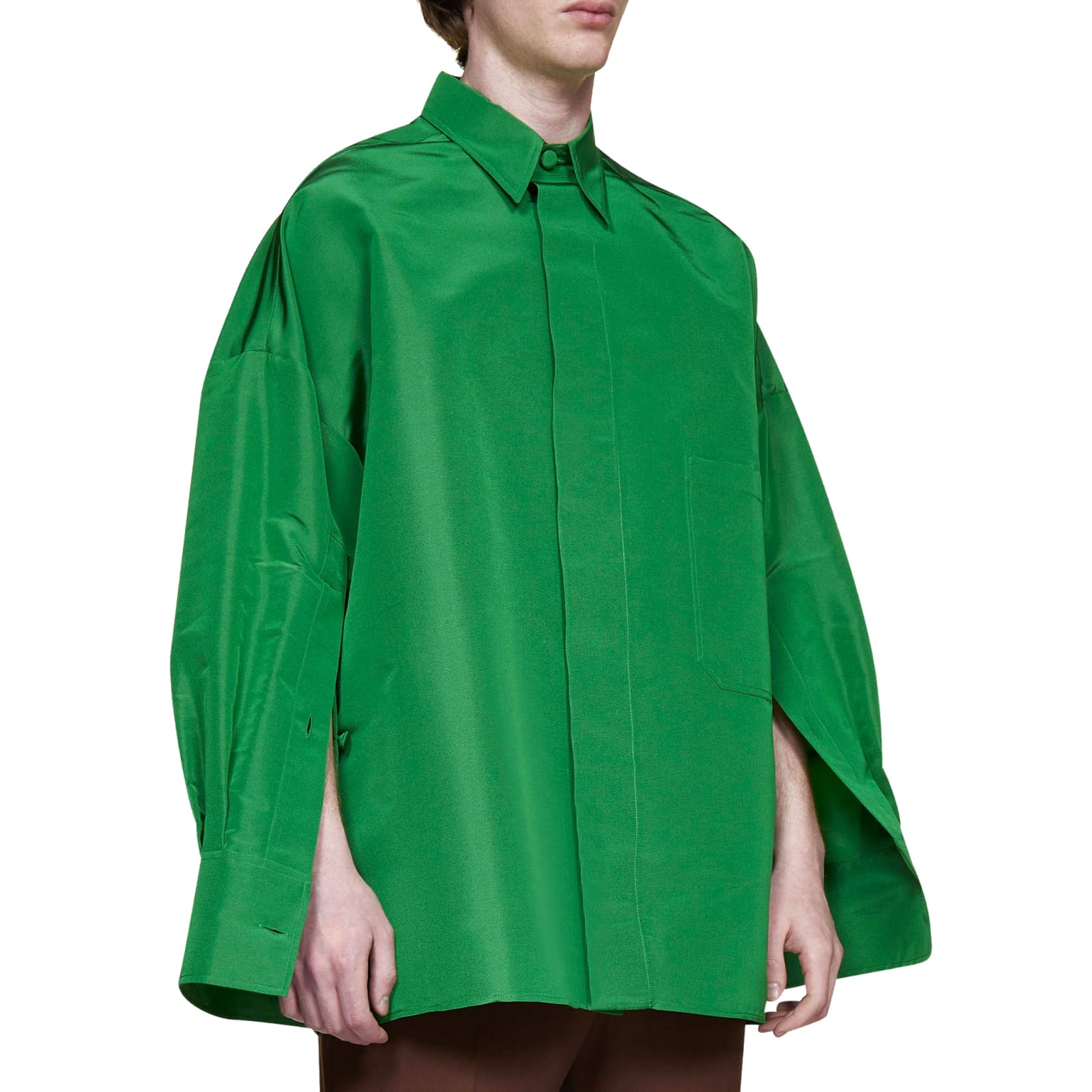 Shop Valentino Silk Shirt In Green