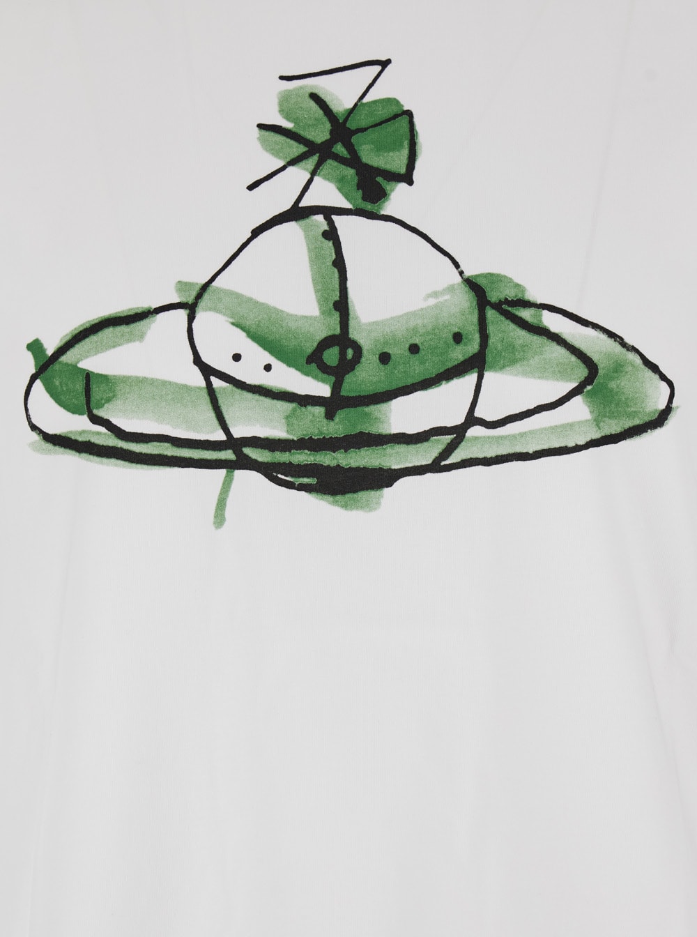 Vivienne Westwood White Crew Neck Top With Orb Print On The Front In Cotton Man In Gray