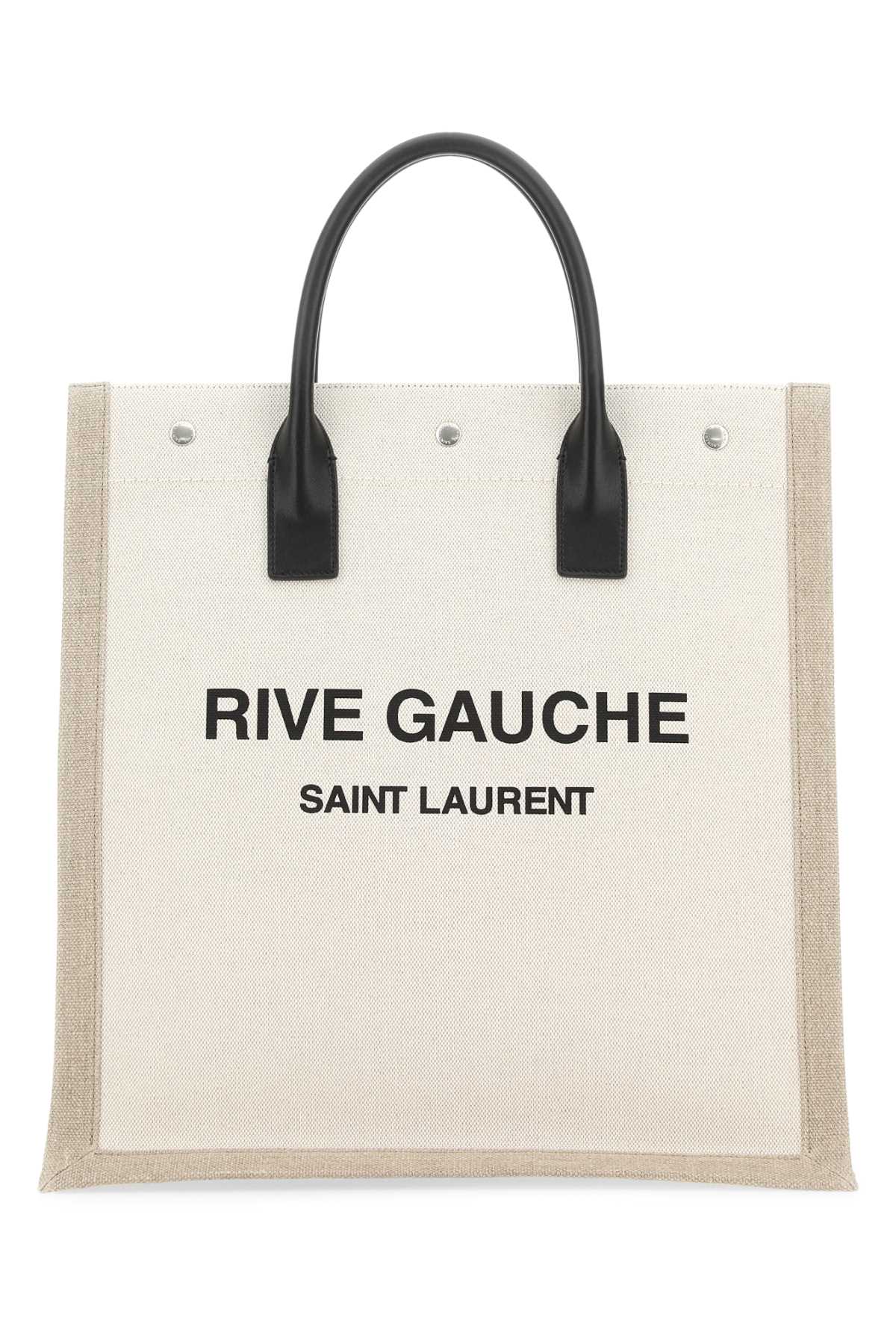 Shop Saint Laurent Two-tone Canvas Rive Gauche Shopping Bag In Multicolor