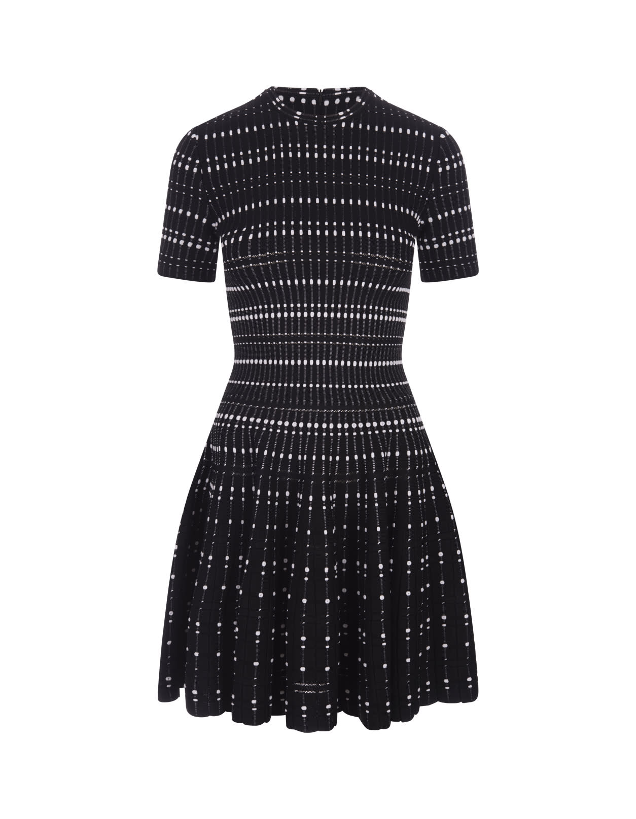 ALEXANDER MCQUEEN BLACK AND WHITE KNITTED MINI DRESS