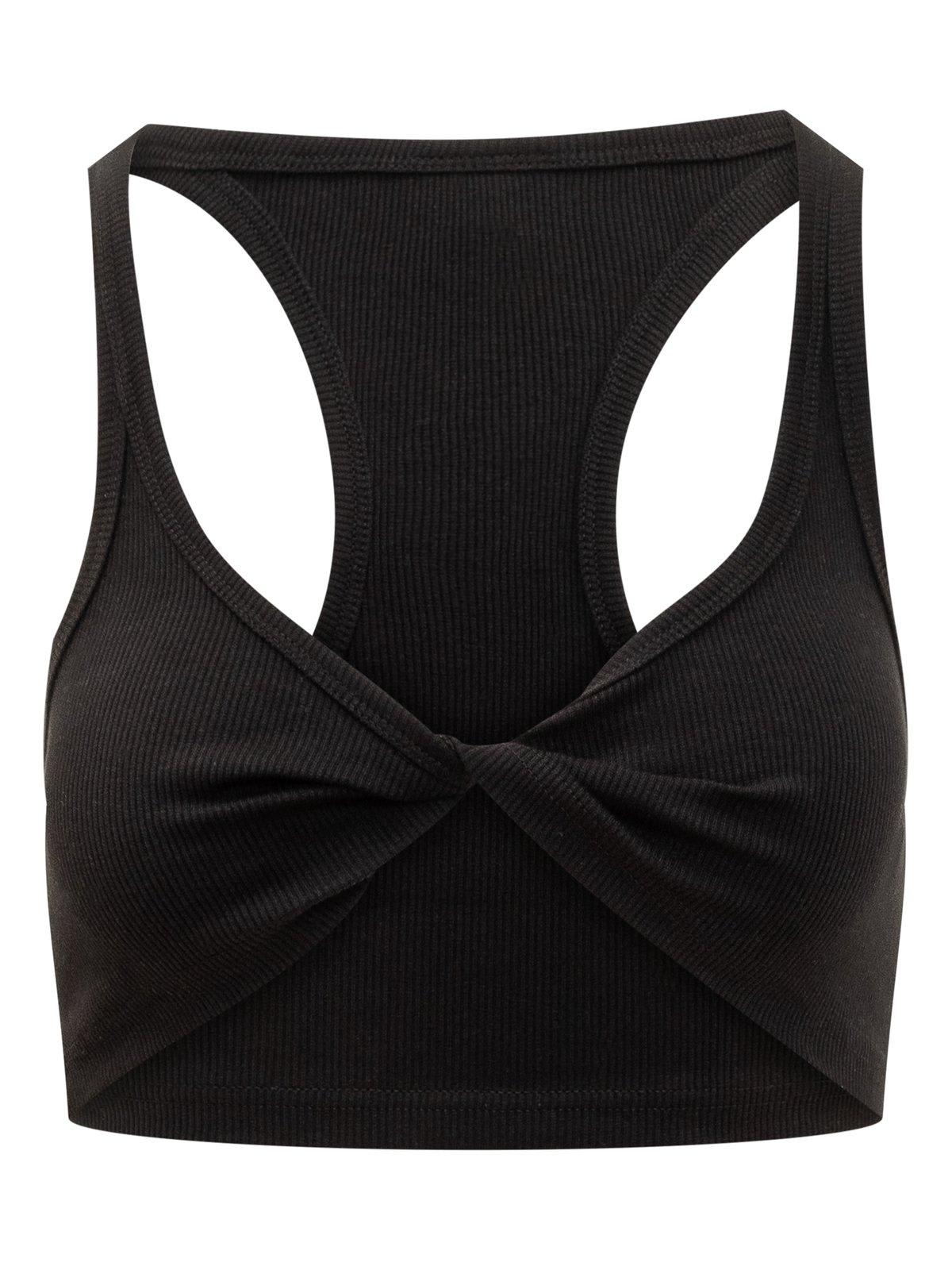 Courrèges Twist Cropped Top In Black