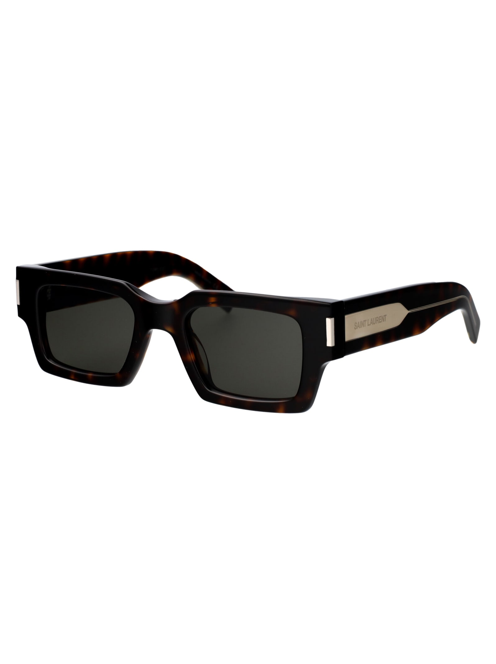 Saint Laurent Resin Havana Crystal Sunglasses In Black