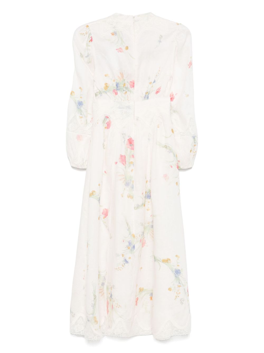Zimmermann Lucky Linen Midi Dress In White