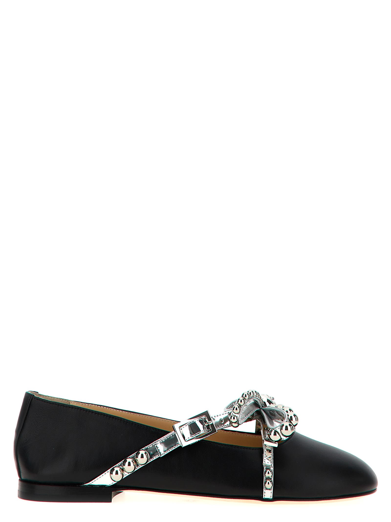 Shop Mach &amp; Mach Crystal Studs Ballet Flats In Black