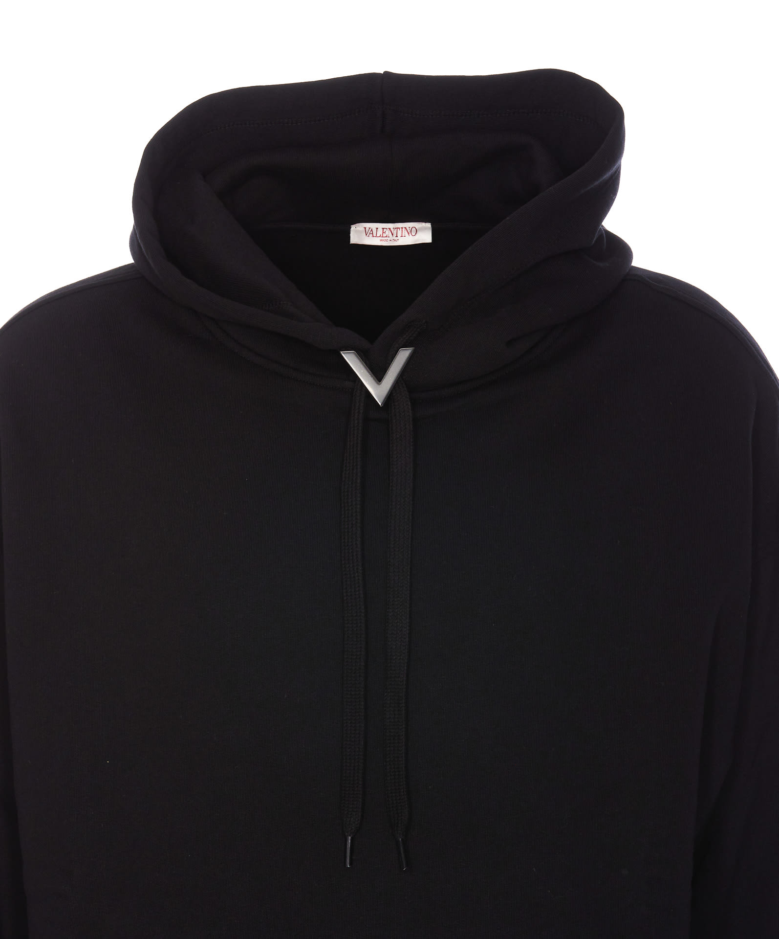 Shop Valentino V Detail Hoodie In Black