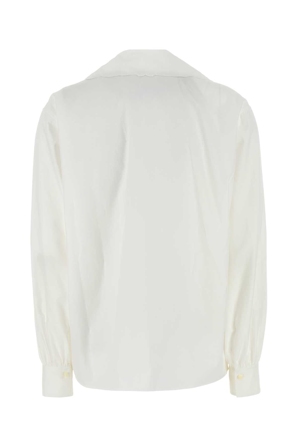 Chloé White Shirt With Embroidered Bow Tie In White