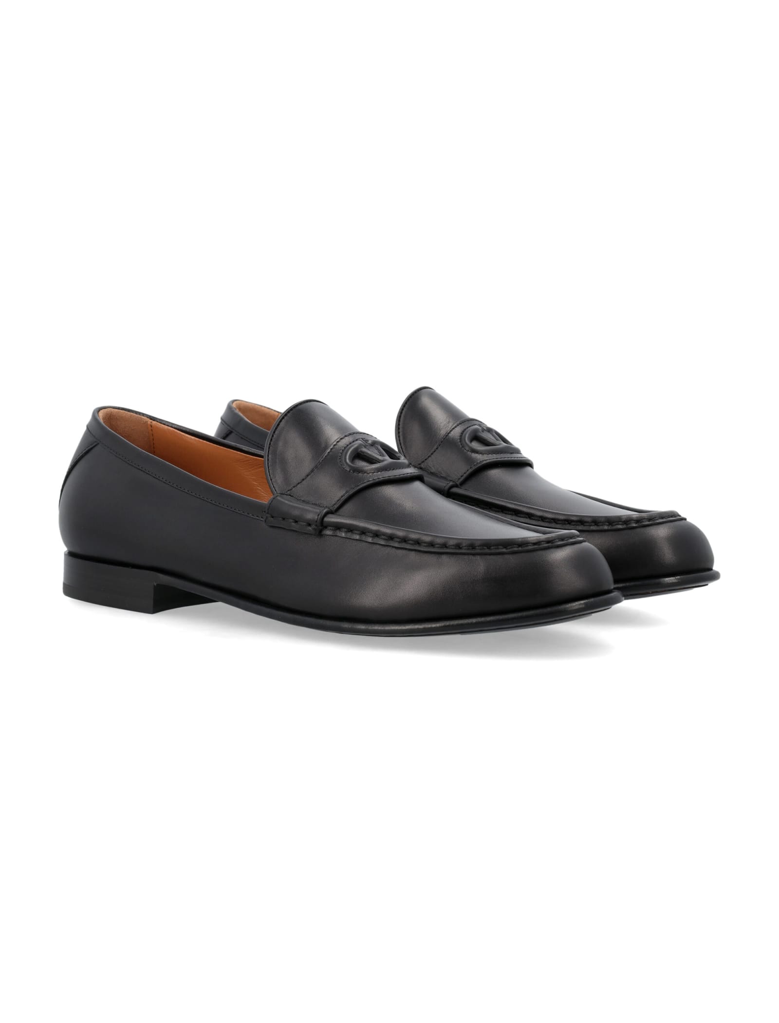 Valentino Vlogo Signature Leather Loafers In Black